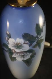 RARE SET ROYAL COPENHAGEN PORCELAIN VASE LAMP PAIR FLOWERS ...