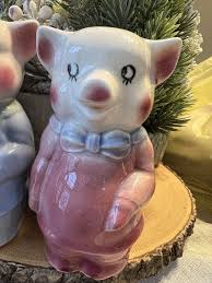 Vintage Set of Royal Copley Girl Boy Pig Glazed Ceramic ...