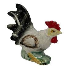 Vintage Handmade Porcelain Rooster Hen Chicken Figurine White Black 4.5” Tall - Etsy