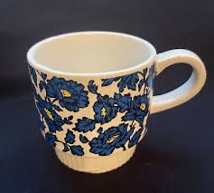 Vintage MCM Retro Coffee Mug Stackable Blue and Yellow ...