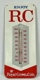 Vintage RC ROYAL CROWN COLA Thermometer Tin Soda Sign Works ...