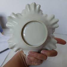 Mid-century ruffled gold edge flowered L&M trinket dish ...