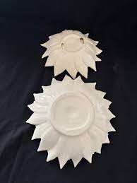 Ceramic Poinsettia Dishes White W/ Gold Trim