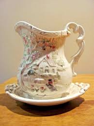 VINTAGE FLORAL HOUSE TREE FLOWERS 5.5 INCH TALL JHL PITCHER ...