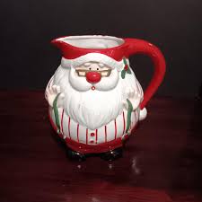 VINTAGE Christmas OMNIBUS Santa Ceramic Pitcher 7.5" Fun ...