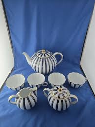 Royal Danube #1886 Blue White & Gold Striped Tea Set. | eBay