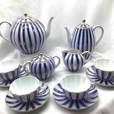 Stunning Royal Blue Danube Tea Set | Two Teapots, Creamer ...