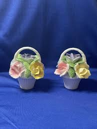 Porcelain Basket of Flowers Salt and Pepper Shakers ...