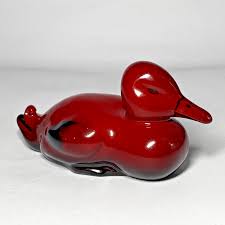 Royal Doulton ~ Red Flambe Bird Duck Resting ~ Figure Model ...