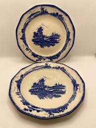 Royal Doulton 2x Side Plates "norfolk" Pattern Flow Blue on ...