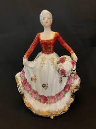 vintage pink cabbage rose lady woman figurine | eBay