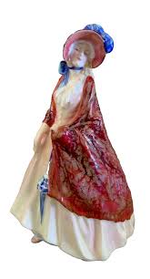 Royal Doulton Figurine Figural Paisly Shawl Red Cream Woman ...