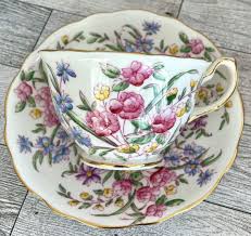 Bone China Teacup Saucer Set Hammersley Bridal Rose England ...