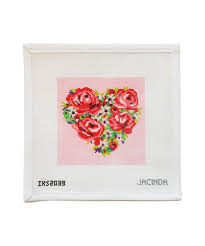 Flower Heart Needlepoint Canvas – Initial K Studio