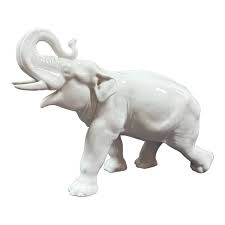Mid 20th Century White Porcelain Elephant Figurine | Chairish