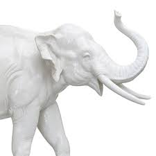 Nymphenburg Elephant Figurine - Ivory Glazed Trunk Up