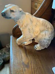 VINTAGE BEAUTIFUL HUGE WHITE CHALKWARE POLAR BEAR STATUE ...