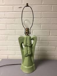 ANTIQUE VTG CERAMIC GREEN ART DECO LAMP BOW DESIGN? BEAUTIFUL WORKS UNUSUAL | eBay