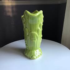 Vintage Lime Green Floral Motif Vase - Etsy