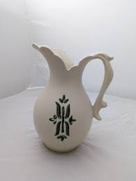Vintage Royal Haeger Pottery Salt Glaze Pitcher Cream and Green made in USA | eBay