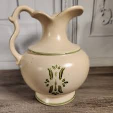 Vintage 1960's Royal Haeger Pottery Pitcher 7" w/Green Tulip Stencil Read | eBay