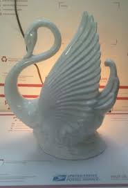 VTG Mid Century MOD 12" WHITE Ceramic SWAN Light TV LAMP ...