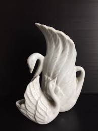 Vintage white ceramic swan vase | eBay