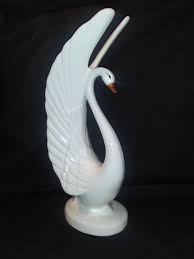 Tall, 12 Inch MCM Porcelain Swan Figurine. Great Vintage ...