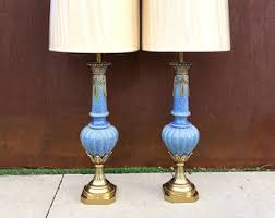 MCM Neoclassical Urn Lamp Bases PAIR: Blue Lapis Pottery ...