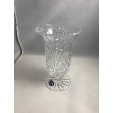 Vintage 1980s Hand Cut Lead Crystal Footed Vase | Chairish