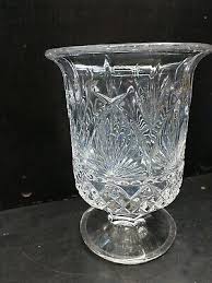 Vtg Clear Lead Crystal Hurricane Vase Collectible Decorative Glass 8.75"x6.5" | eBay