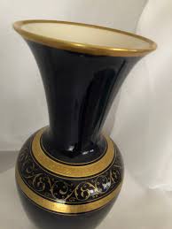 Flower Vase LINDNER Porcelain Real Cobalt With Etched Gold ...