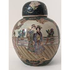 Mid 20th Century Royal Satsuma Ginger Jar | Chairish