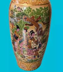Vintg, Chinese Porcelain Vase Moriage Hand Painted Floor ...