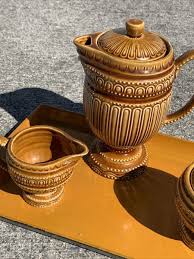 Antique Topaz Drip Pottery Tea Pot 8” Sugar Creamer ...