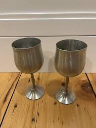 2 Vintage Lion City Pewter Goblets. Elegant Singapore Silver ...