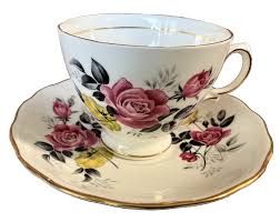 Vintage Royal Vale Bone China Pink / Yellow Rose Teacup Saucer England EXC! | eBay