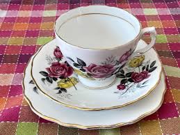 TEA SET ROSE FLOWERS 3 PIECE BONE CHINA ROYAL VALE RIDGEWAY POTTERIES ENGLAND | eBay Australia