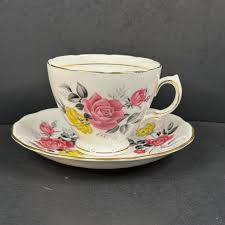 Vintage Royal Vale Pink & Yellow Rose Floral English Bone China Teacup and Saucer - Etsy Australia