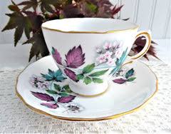 Lovely Blossoms Leaves Cup and Saucer Royal Vale English Bone China 19 – Antiques And Teacups