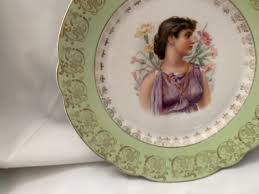Victorian Plate w/Beautiful Lady- FK Bavaria- 9"-VG- Green ...