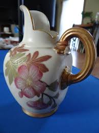 Royal Worcester Porcelain Creamer Pitcher Gilded Hand Painted Flowers 1887 | eBay