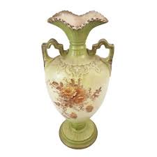 T F & S Ltd Phoenix Ware Two Handled Vase Floral Green Antique | eBay Australia