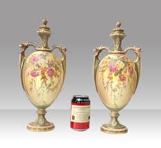 Pair of Large Antique Blush and Turquoise Royal Worcester Vases and Covers by W Hale For Sale at 1stDibs | royal worcester vases antique