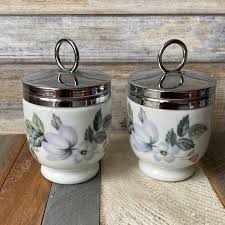 Vintage Pair Royal Worcester Egg Coddlers June Garland ...