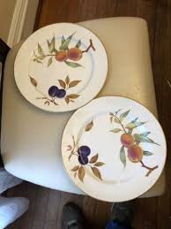 2 Royal Worcester 10” Dinner Plates Peach & Plum Pattern ...