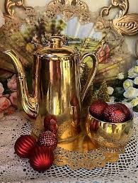 Royal Worcester Fireproof Coffee/Teapot Sugar Bowl Gold ...