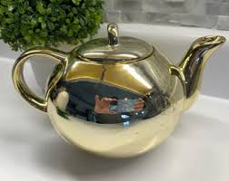 Vintage Lillian Vernon Metallic Gold Ceramic Teapot Tea ...