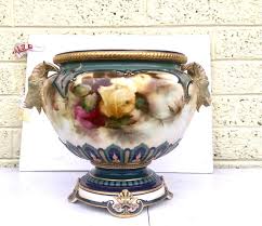 Large Antique Royal Worcester Footed Jardiniere Painted ...