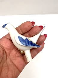 Vintage 2-pc Royal Worcester Blue & White Bird Pie Funnel ...